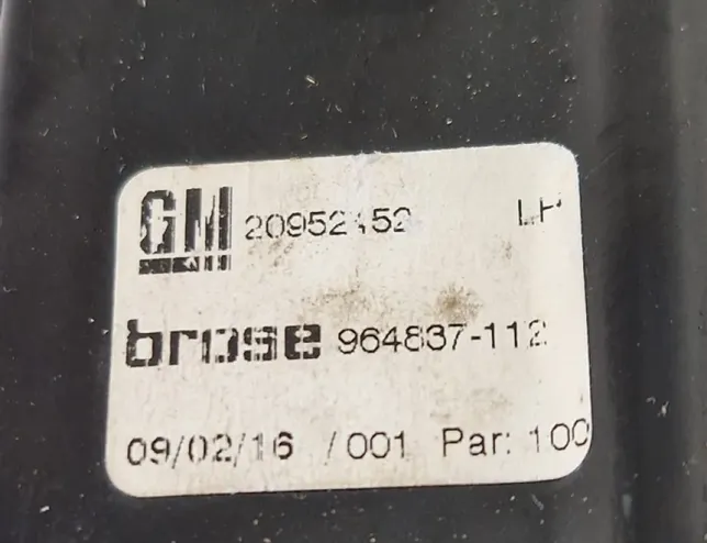 OPEL Insignia A (2008-2016) Front Left Door Window Regulator 965870104,c07521102,20952452,964837112,965872102,965867103 34265160