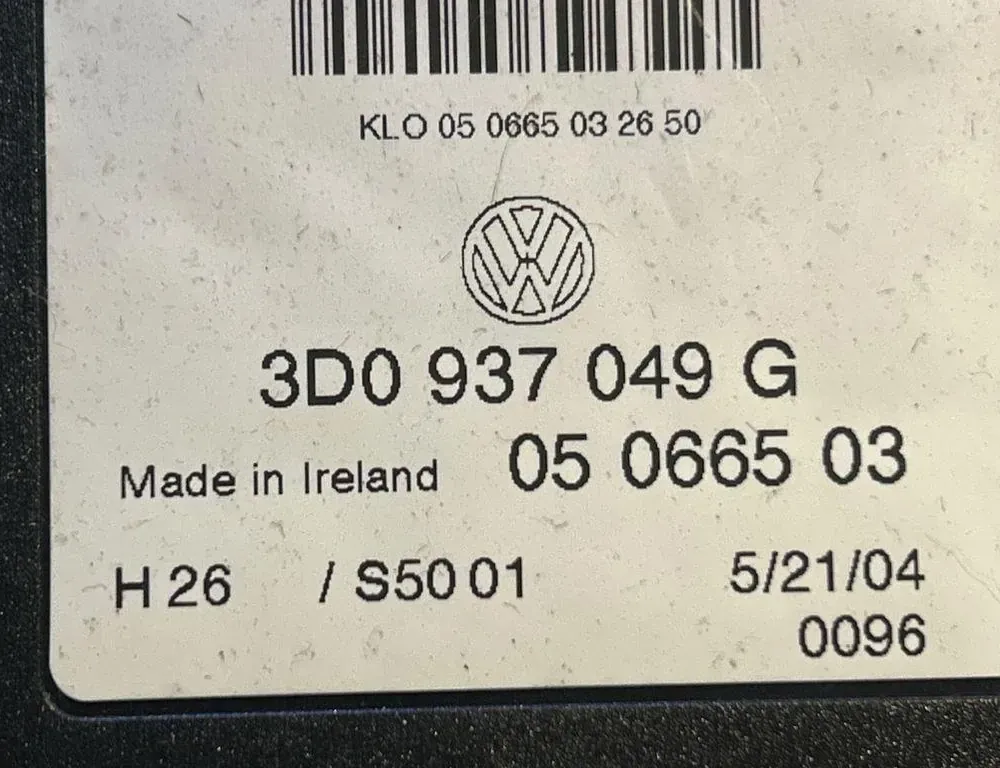 VOLKSWAGEN Phaeton 1 generation (2002-2016) Keyless Control Unit S5001,05066503,3D0937049G 35030754